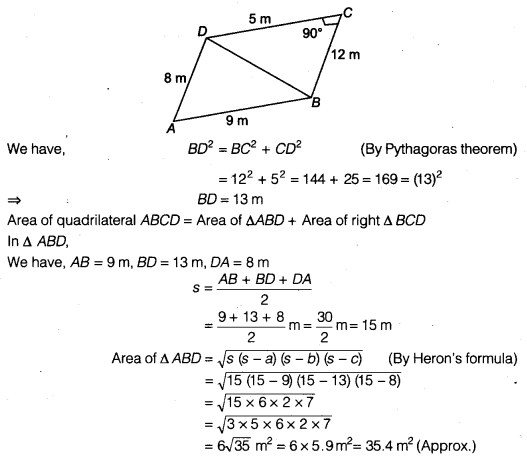 NCERT Solutions for Class 9 Maths Chapter 7 Heron's Formula 7.2 1